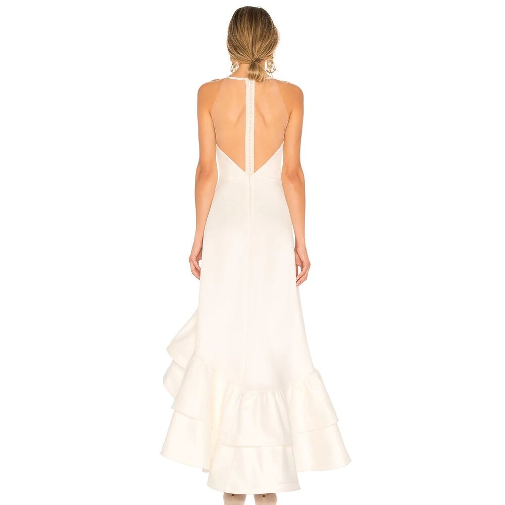 Bronx and Banco Paros Gown Silk Pearl Ruffle Party Formal Bridal Wedding XS - Picture 4 of 16
